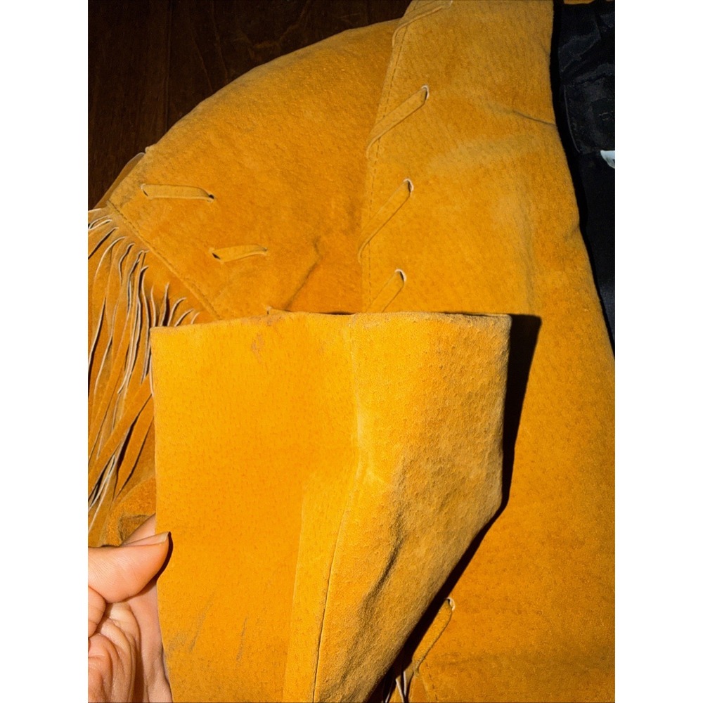 Phoenix Leather Fringe Light Tan‎ Short Large Sized Jacket made in the USA Used - Picture 5 of 12